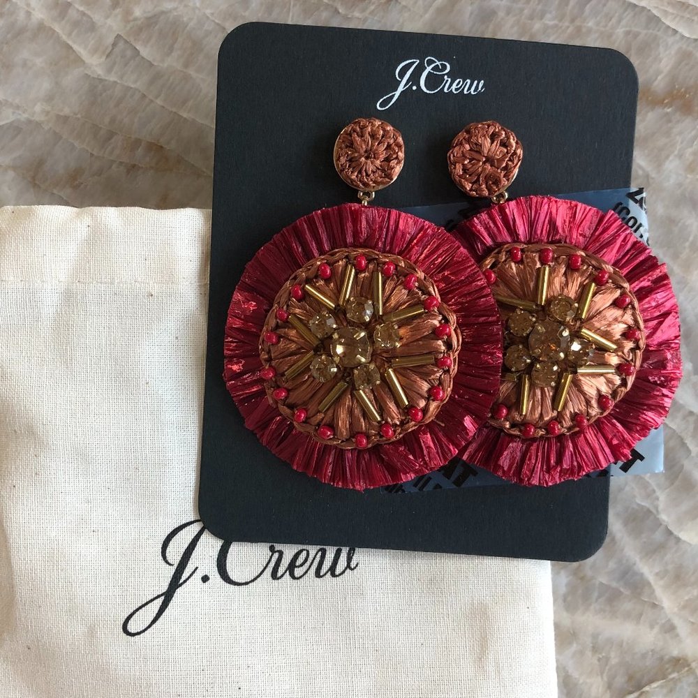 NWT J. Crew Sparkle Raffia Statement Earrings